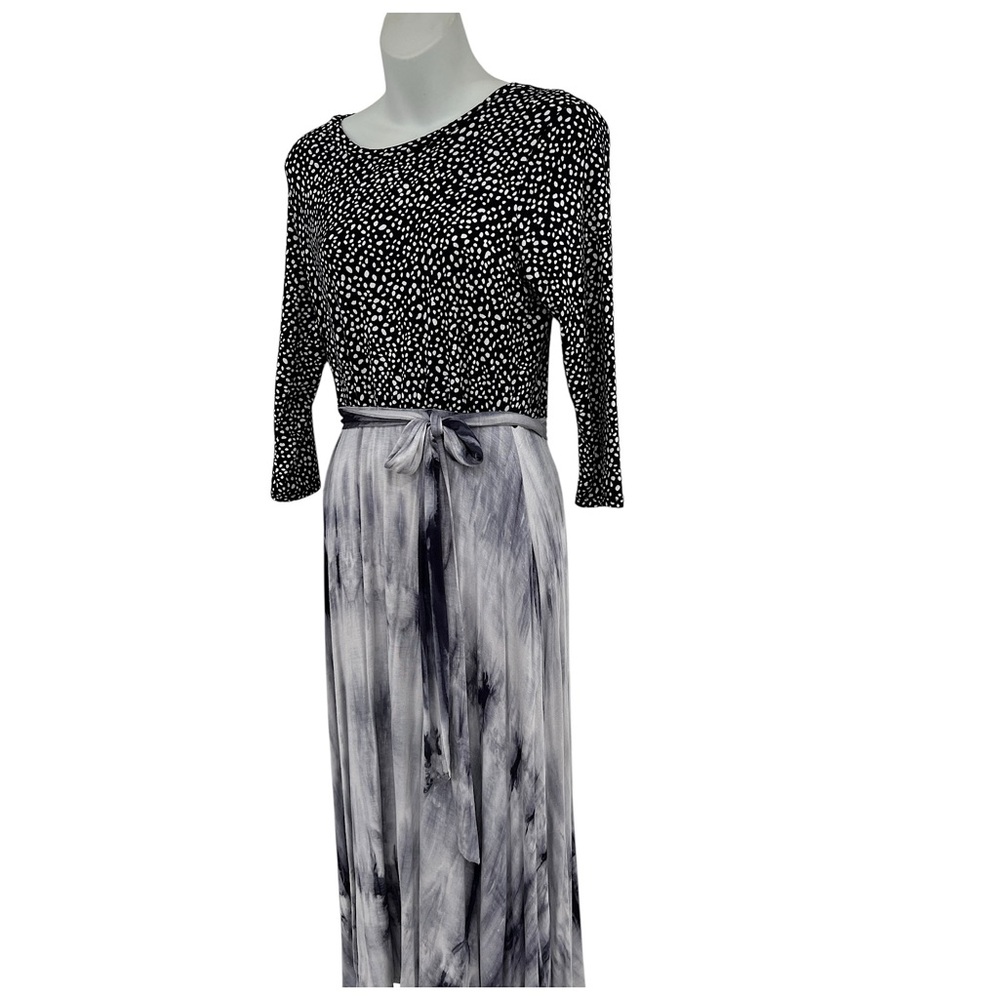 Elegant Black & White Polkadot, and Blue & White Tie Dye Midi Dress size Medium